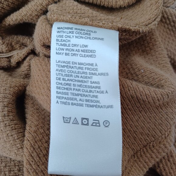 Free People Top Wear Me Out Brown Waffle Knit Long Sleeve Cropped Tee Size XS - Picture 13 of 16